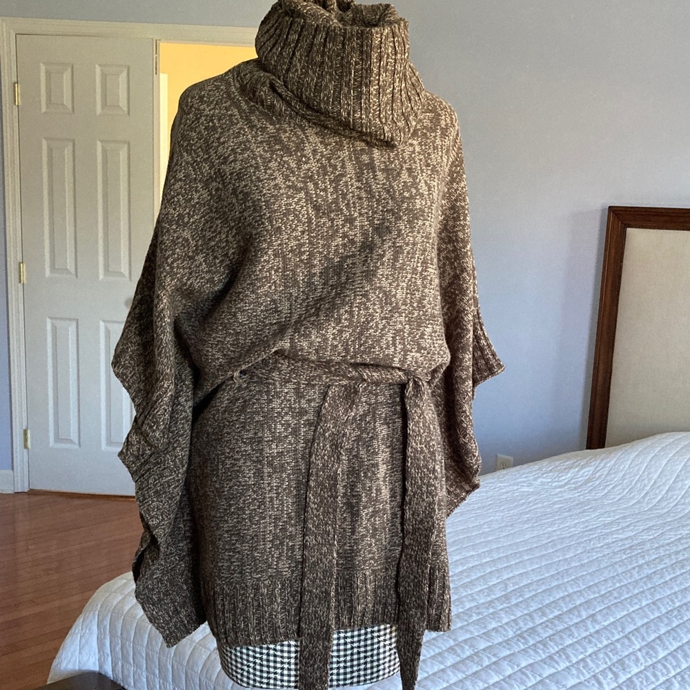 New York & Company Brown Cowl Neck Sweater